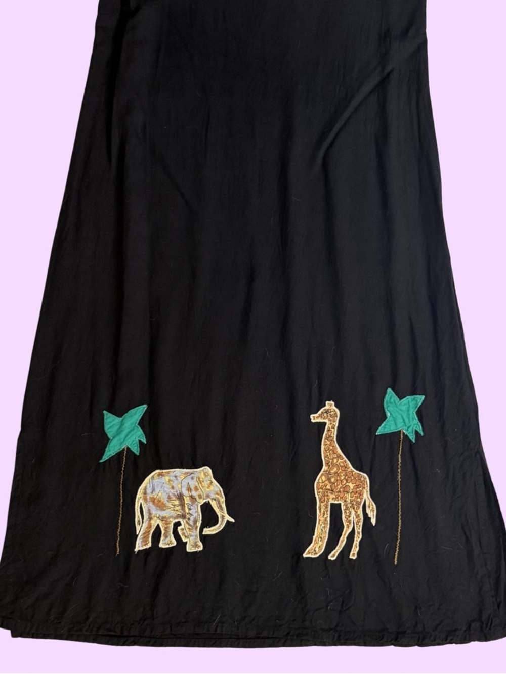 Classic Black Scoop Neck Tank Dress with Safari Appliqué